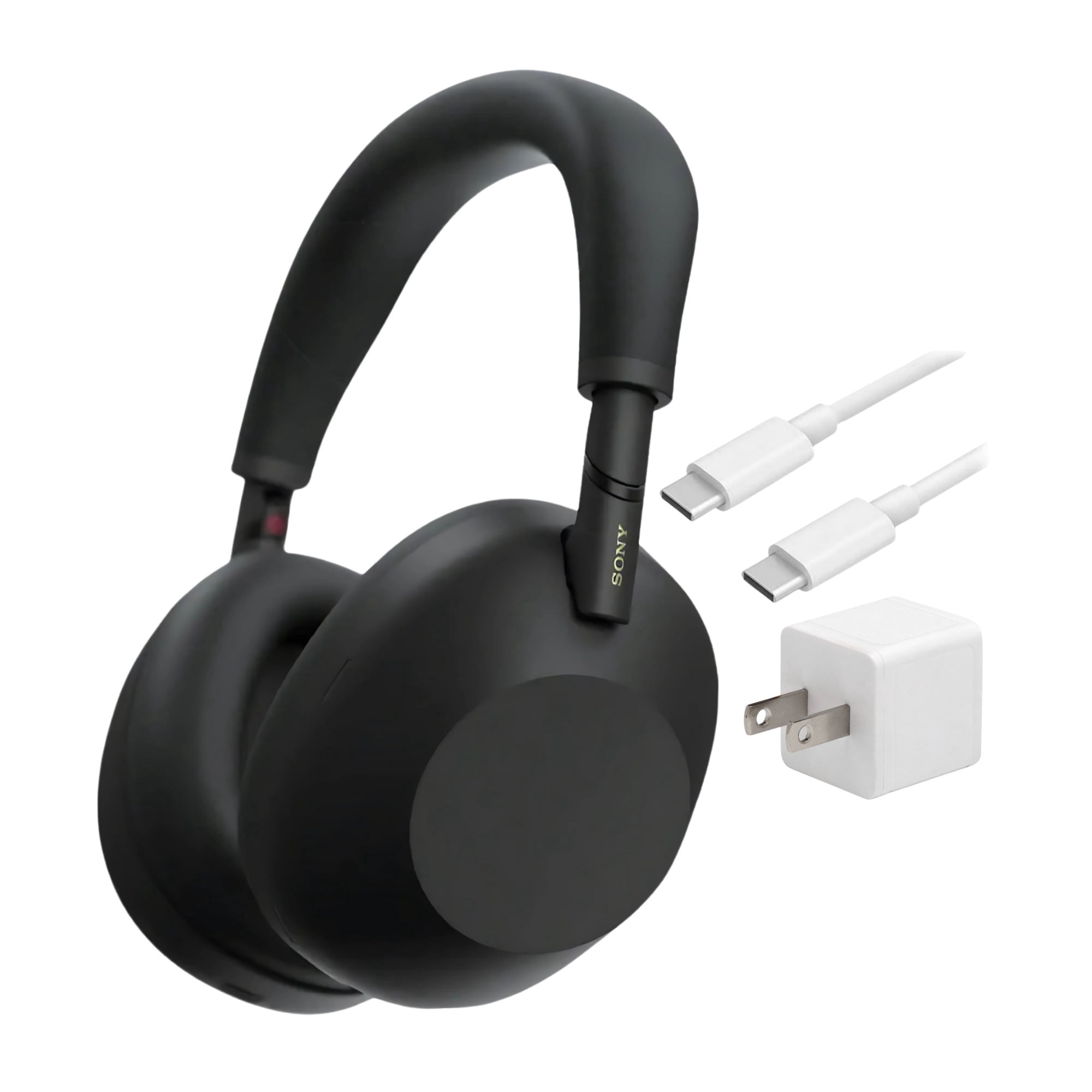Sony WH-1000XM6 Wireless Noise-Canceling Headphones with QN3 Processor (Black) Bundle with USB-C Charging Cable and Charging Accessory (3 Items)