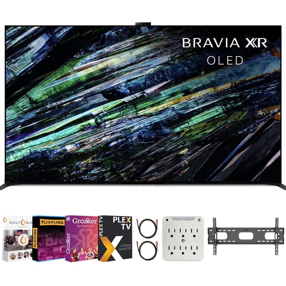 Sony XR55A95L BRAVIA XR A95L 55 inch QD-OLED 4K HDR Smart TV with Google TV (2023) Bundle with Premiere Movies Streaming + 37-100 Inch TV Wall Mount + 6-Outlet Surge Adapter + 2X 6FT 4K HDMI 2.0 Cabl