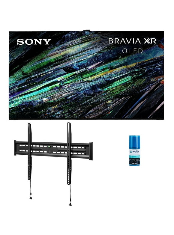 Sony XR65A95L 65 Inch QD-OLED 4K UHD Smart Google TV with AI Upscaling with a Walts TV FIXED-MOUNT-43-90 TV Mount for 43 Inch-90 Inch Compatible TV's and Walts HDTV Screen Cleaner Kit (2023)