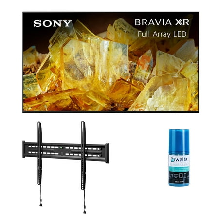 Sony XR75X90L 75 Inch 4K BRAVIA XR Full Array LED Smart Google TV with a Walts TV FIXED-MOUNT-43-90 TV Mount for 43 Inch-90 Inch Compatible TV's and Walts HDTV Screen Cleaner Kit (2023)