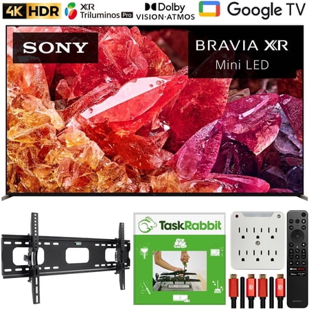 Sony XR75X95K 75" BRAVIA XR X95K 4K HDR Mini LED TV with smart Google TV (2022 Model) Bundle with TaskRabbit Installation Services + Deco Gear Wall Mount + HDMI Cables + Surge Adapter
