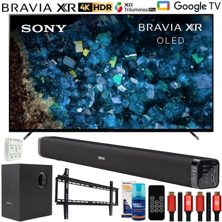 Sony XR77A80L BRAVIA XR 77" A80L OLED 4K HDR Smart TV with Google TV Bundle with Deco Gear Home Theater Soundbar with Subwoofer, Wall Mount Accessory Kit, 6FT 4K HDMI 2.0 Cables and More (2023 Model)