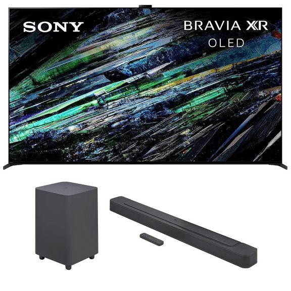 Sony XR77A95L 77 Inch QD-OLED 4K UHD Smart Google TV with AI Upscaling and a JBL BAR-500 5.1ch Soundbar and Subwoofer with MultiBeam and Dolby Atmos (2023)
