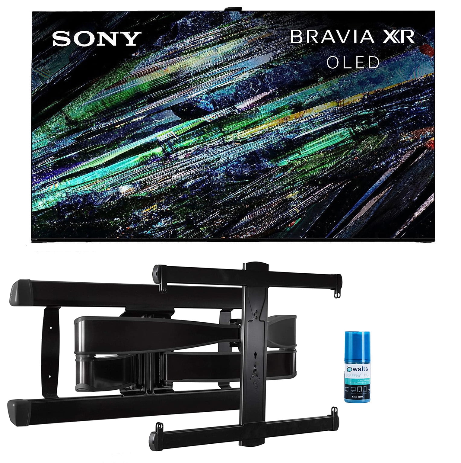 Sony XR77A95L 77 Inch QD-OLED 4K UHD Smart Google TV with AI Upscaling with a Sanus VLF728-B2 Full Motion Wall Mount and Walts HDTV Screen Cleaner Kit (2023)