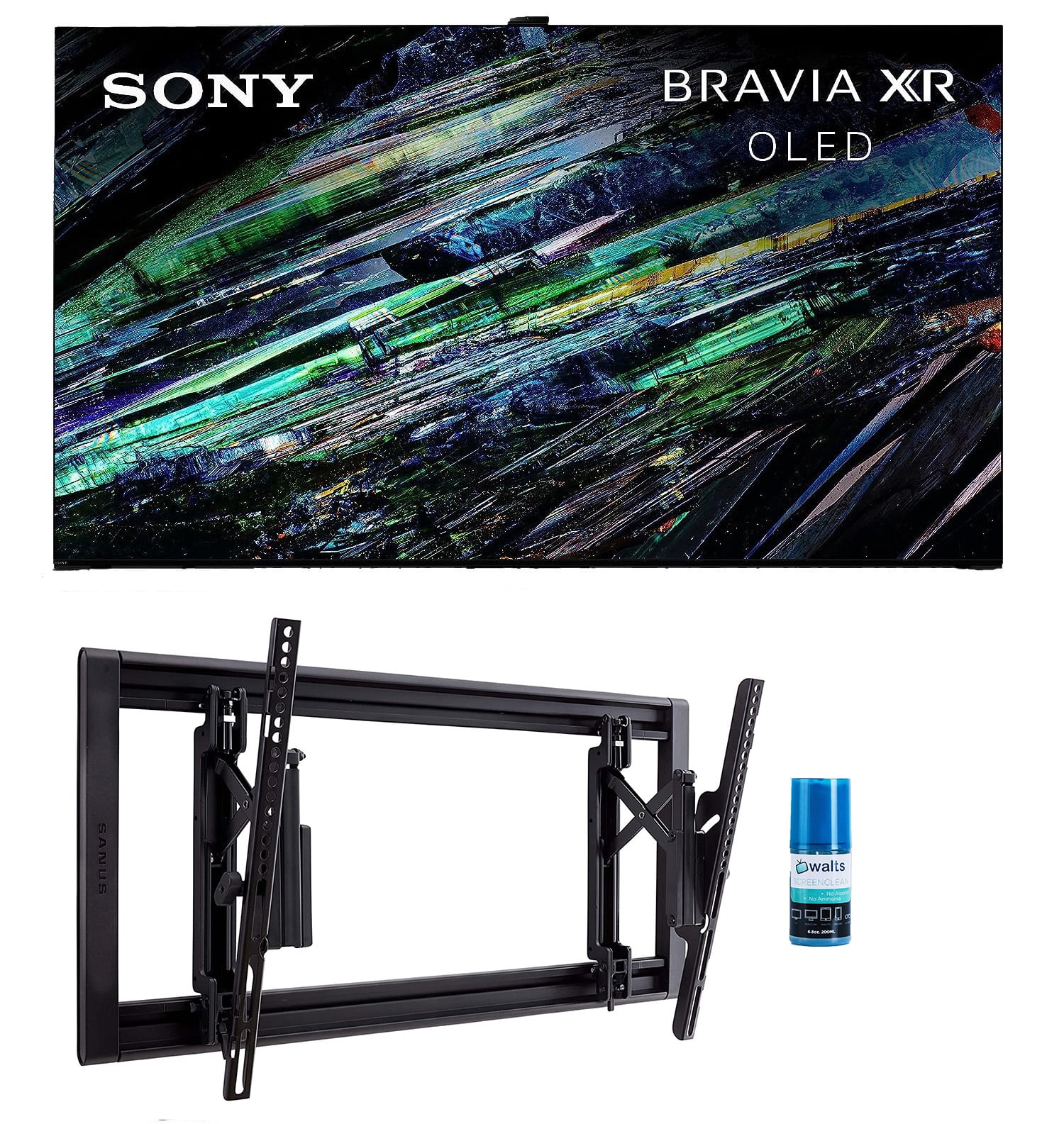 Sony XR77A95L 77 Inch QD-OLED 4K UHD Smart Google TV with AI Upscaling with a Sanus VLT7-B2 42 Inch-90 Inch Large Advanced Tilt 4D TV Wall Mount and Walts HDTV Screen Cleaner Kit (2023)