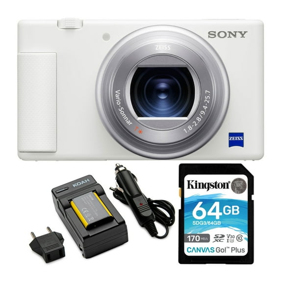 Sony ZV-1 20.1MP Camera for Content Creators and Vloggers (White) Bundle - New