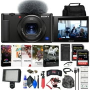 Sony ZV-1 Digital Camera (Black) (DCZV1/B) + 2 x 64GB Memory Card + Case + 3 x NP-BX1 Battery + Card Reader + LED Light + Corel Photo Software + HDMI Cable + Rode Compact Mic + Charger + More