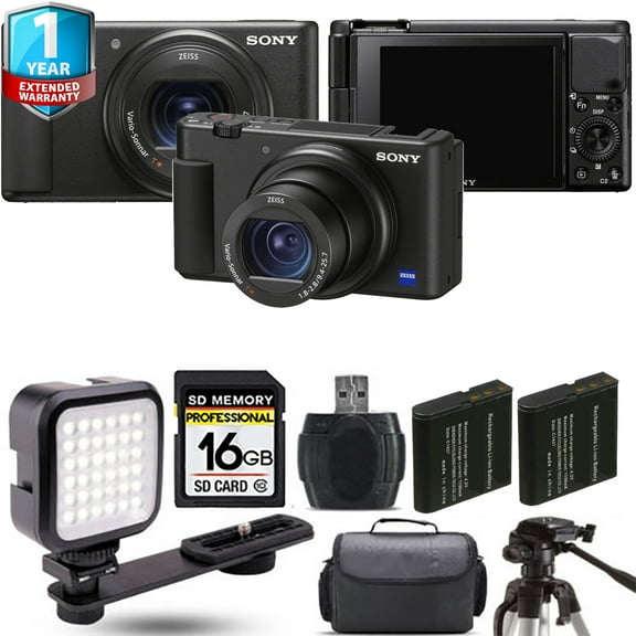 Sony ZV-1 Digital Camera (Black) + Extra Battery + 1 Yr Warranty - 16GB Kit (International Version)
