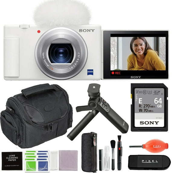 Sony ZV-1 Digital Camera Bundle with ACCVC1 Vlogger Accessory Kit, Gadget Bag, Card Reader, More | Sony ZV1 Point & Shoot Camera for Content Creators, Vlogging and YouTube