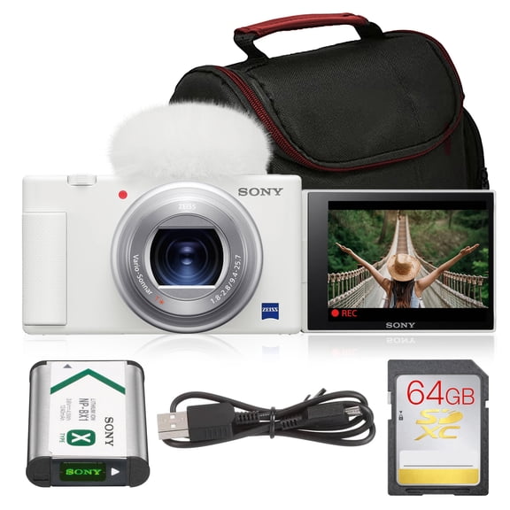 Sony ZV-1 Digital Camera Bundle White | 20.1MP 1" Sensor, 4K Video, Fast AF, Directional Mic