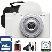 Sony ZV-1 Digital Vlogging Camera White DCZV1/W   20.1 MP 1  Sensor, 24 70 mm ZEISS Lens, 4K HDR Video, Flip Screen w/ 64GB Card, Card Reader, Deluxe Soft Bag, Flex Tripod and More