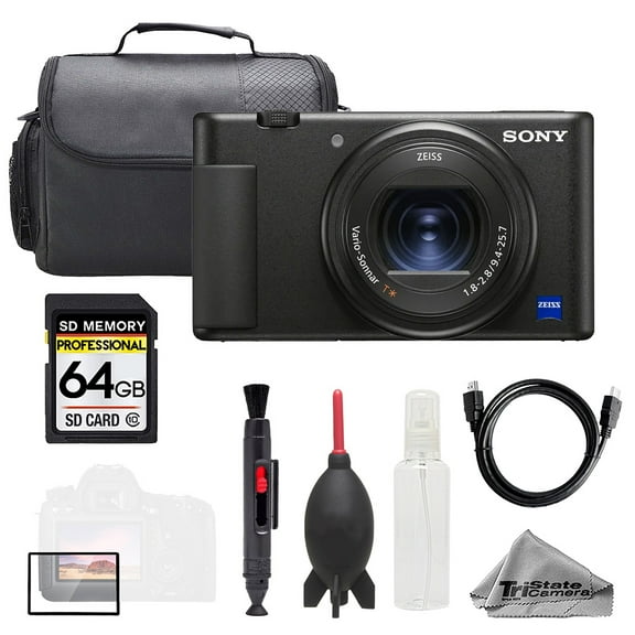 Sony ZV-1 II Digital Camera (Black)  + 64GB + Bag+ Screen Protector- Basic Kit (International Version)