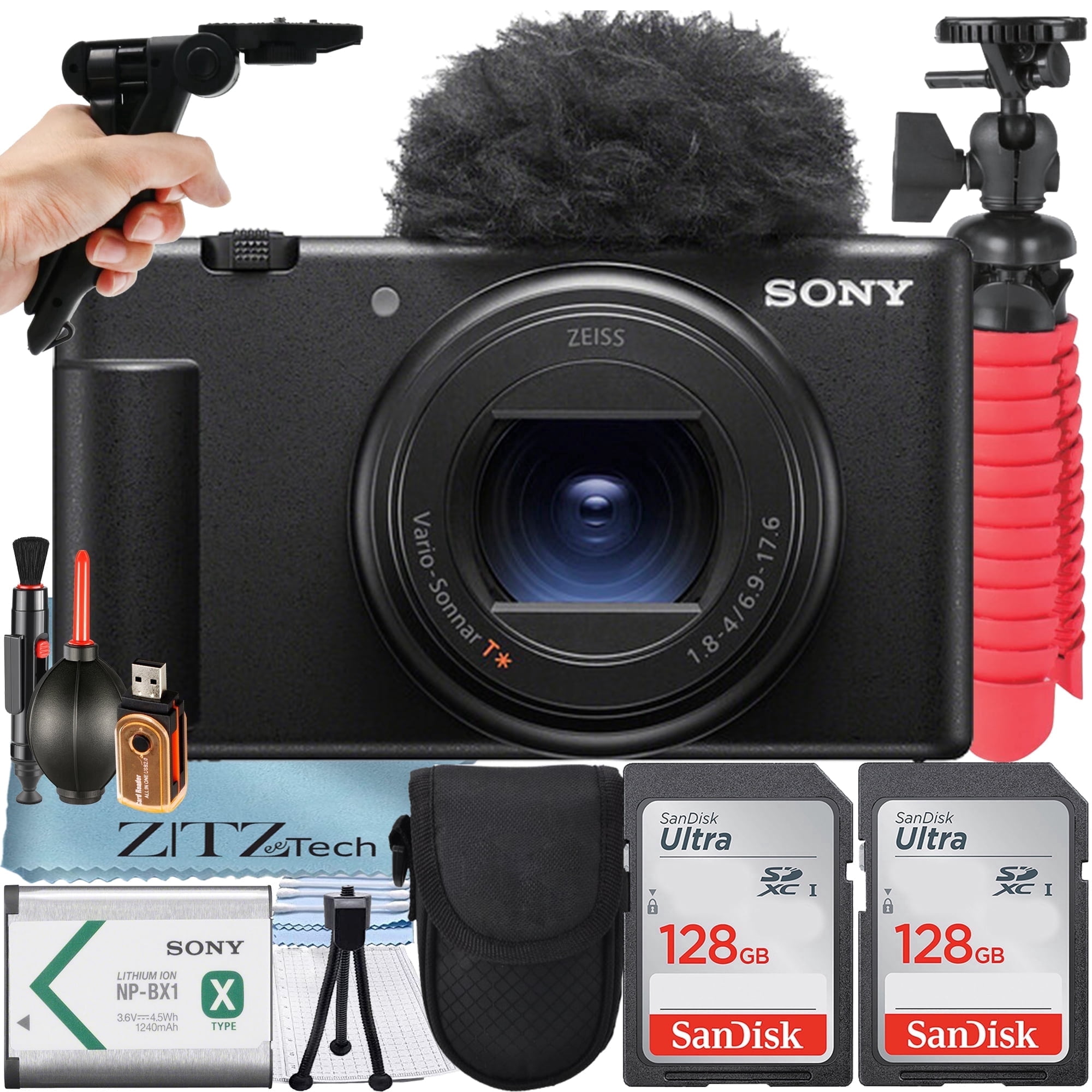 Sony ZV-1 II Digital Camera (Black) for Vloggers with 2 Pack 128GB