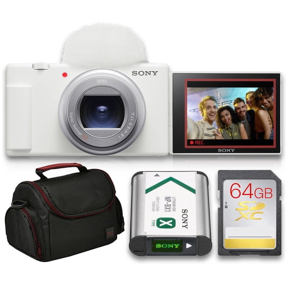 Sony ZV-1 II Digital Camera Bundle White | 20.1MP 1" Sensor, 4K Video, 18-50mm Zoom, Fast AF