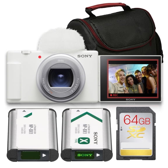 Sony ZV-1 II Digital Camera Bundle White | 20.1MP 1" Sensor, 4K Video, 18-50mm Zoom, Fast AF