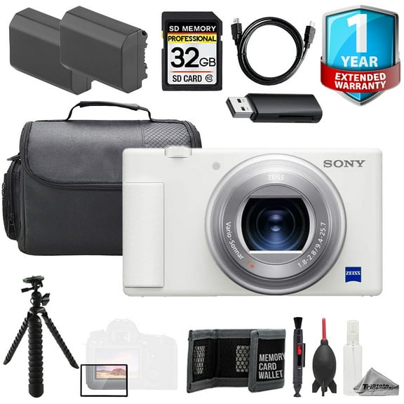 Sony ZV-1 II Digital Camera (White)  + 32GB + 1 Yr Warranty + Tripod- Value Kit (International Version)
