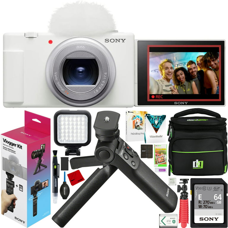 Sony ZV-1 II Vlog Camera with 4K Video & 20.1MP for Content Creators and  Vloggers White ZV-1M2/W Bundle with ACCVC1 Kit including GP-VPT2BT  Tripod/Grip + Deco Gear Case + LED +64GB Card