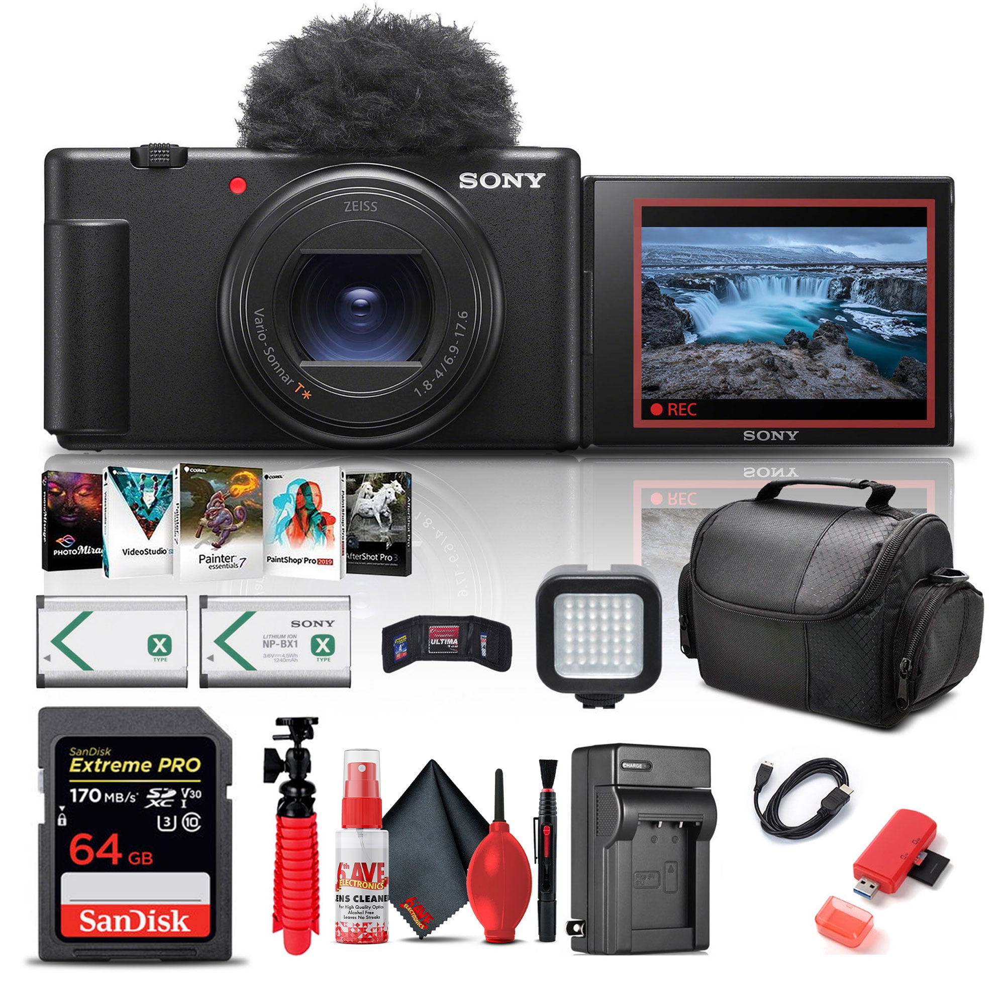 【美品】SONY ZV-1 VLOGカメラ バッテリー2個 SDカード ケース付 Sony ZV-1 II Digital Camera Bundle + 64GB Card, Battery, Tripod
