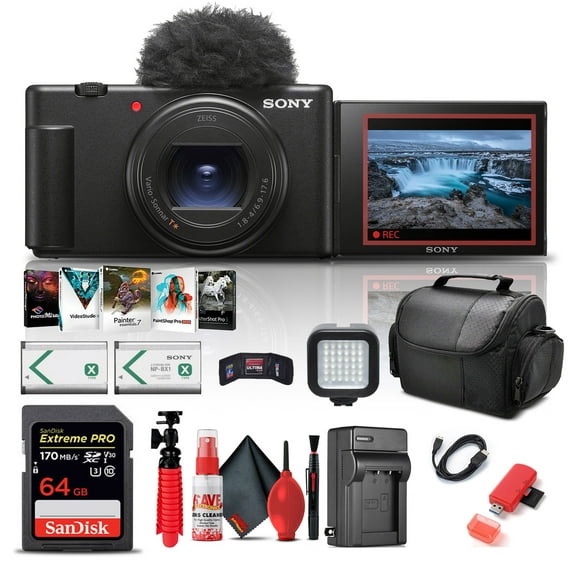 Sony ZV-1 II Digital Camera Bundle + 64GB Card, Battery, Tripod (International Model)