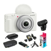 Sony ZV-1F Vlog Camera (White) with Shotgun Microphone and Accessory Kit bundle