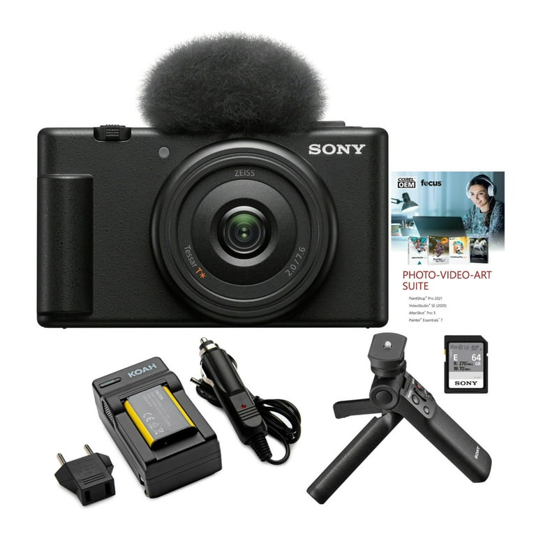 Sony ZV-1F Vlog Camera for Content Creators and Vloggers (Black) Bundle 