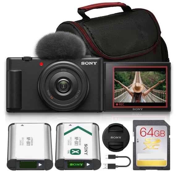 Sony ZV-1F Vlogging Camera, Black, 20.1MP, 20mm Lens, 4K Video