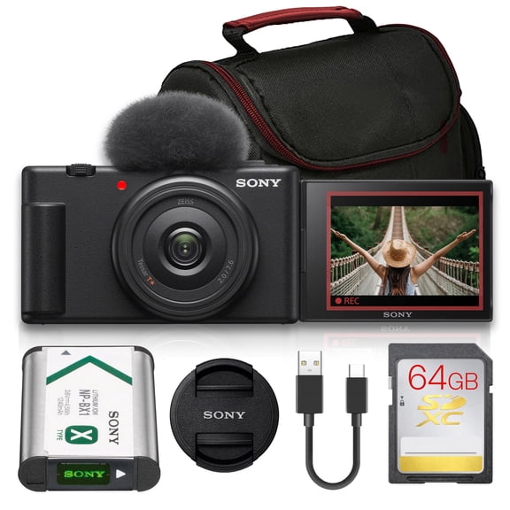 Sony ZV-1F Vlogging Camera, Black, 20.1MP, 20mm Lens, 4K Video