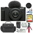 Sony ZV1F Vlogging Camera Black Bundle with 64GB Memory Card + Cleaning Cloth + Striker