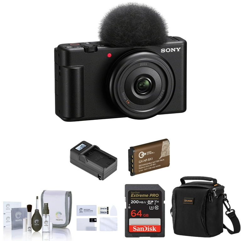 Sony ZV-1F Vlogging Camera, Black Bundle with 64GB SD Card