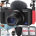 thumbnail image 1 of Sony ZV-1F Vlogging Camera (Black) with 2 Pack 64GB Memory Card + Tripod + Case + ZeeTech Accessory Bundle (International Version), 1 of 10