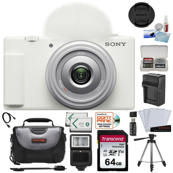 Sony ZV-1F Vlogging Camera | White Bundle with ImageRecall Recovery Software + Camera Case + Battery Charger & Accessories (12 Items)