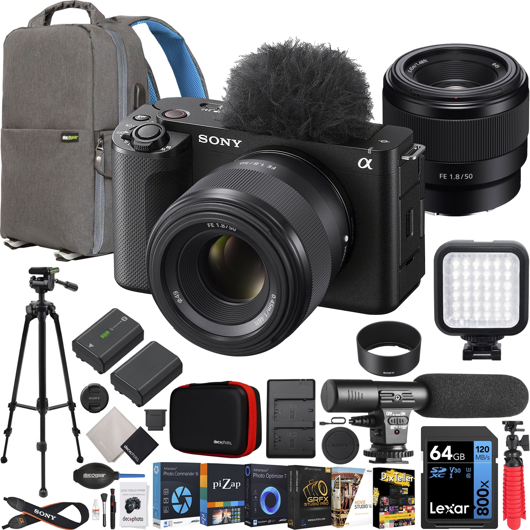 Sony ZV-E1 Full Frame Mirrorless Vlog Camera Body + FE 50mm F1.8 Full ...