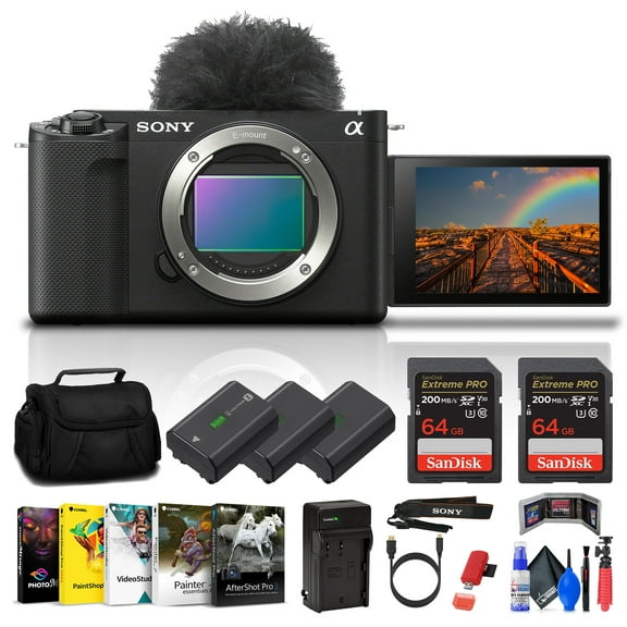 Sony ZV-E1 Mirrorless Camera (Black) + 2x 64GB Card + 2x Extra Battery + Tripod(International Model)