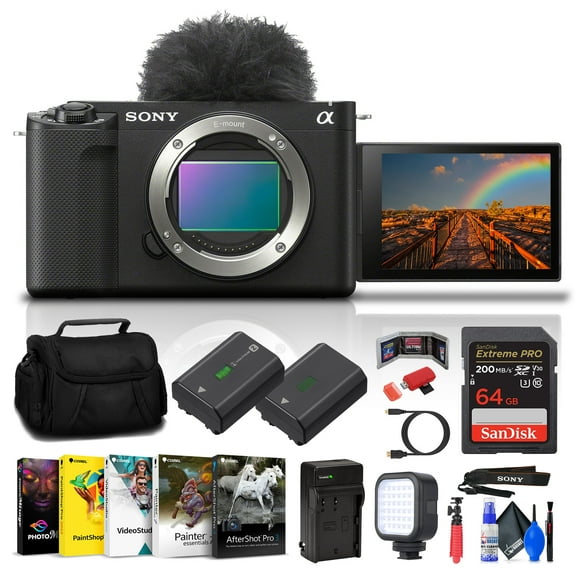 Sony ZV-E1 Mirrorless Camera (Black) + 64GB Card + Extra Battery + Software(International Model)