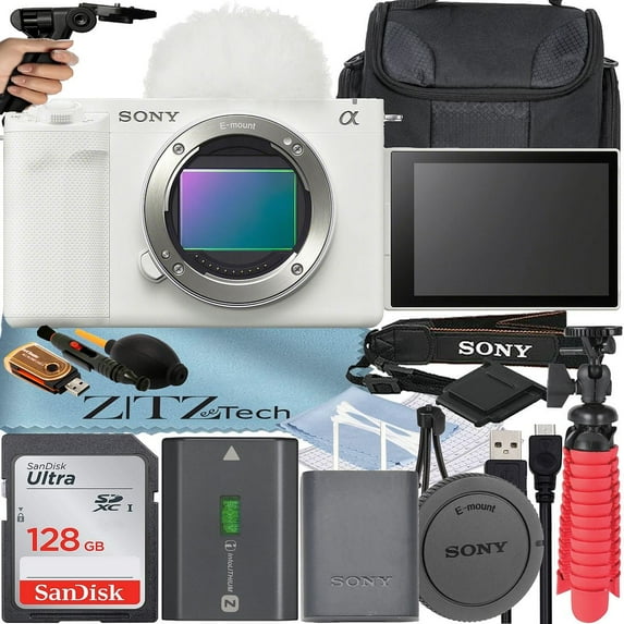 Sony ZV-E1 Mirrorless Camera White (Body Only) with 128GB Card + Case + Tripod + ZeeTech Accessory Bundle (International Version)