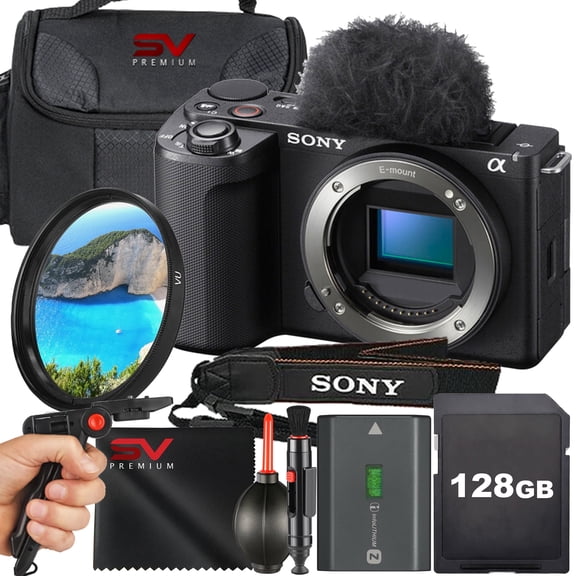 Sony ZV-E10 II Mirrorless Camera (Black) (Body Only) + 128GB Memory Card + Pistol Grip Tripod + SV Premium Accessory Bundle (International Model)