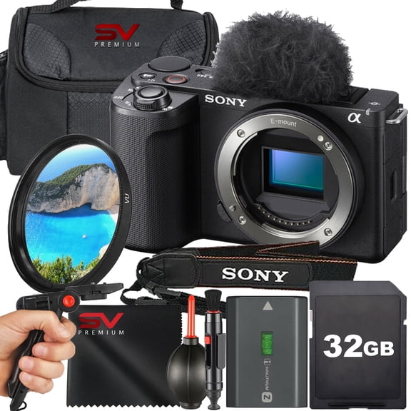 Sony ZV-E10 II Mirrorless Camera (Black) (Body Only) + 32GB Memory Card + Pistol Grip Tripod + SV Premium Accessory Bundle (International Model)