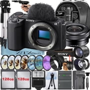 Sony ZV-E10 II Mirrorless Camera Black with 16-50mm Lens + 2 Pack 128GB Memory Card + Backpack + Telephoto + ZeeTech Accessory Bundle International Version