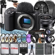 Sony ZV-E10 II Mirrorless Camera (Black) with 16-50mm Lens + 2 Pack 128GB Memory Card + Backpack + Telephoto + ZeeTech Accessory Bundle (International Version)