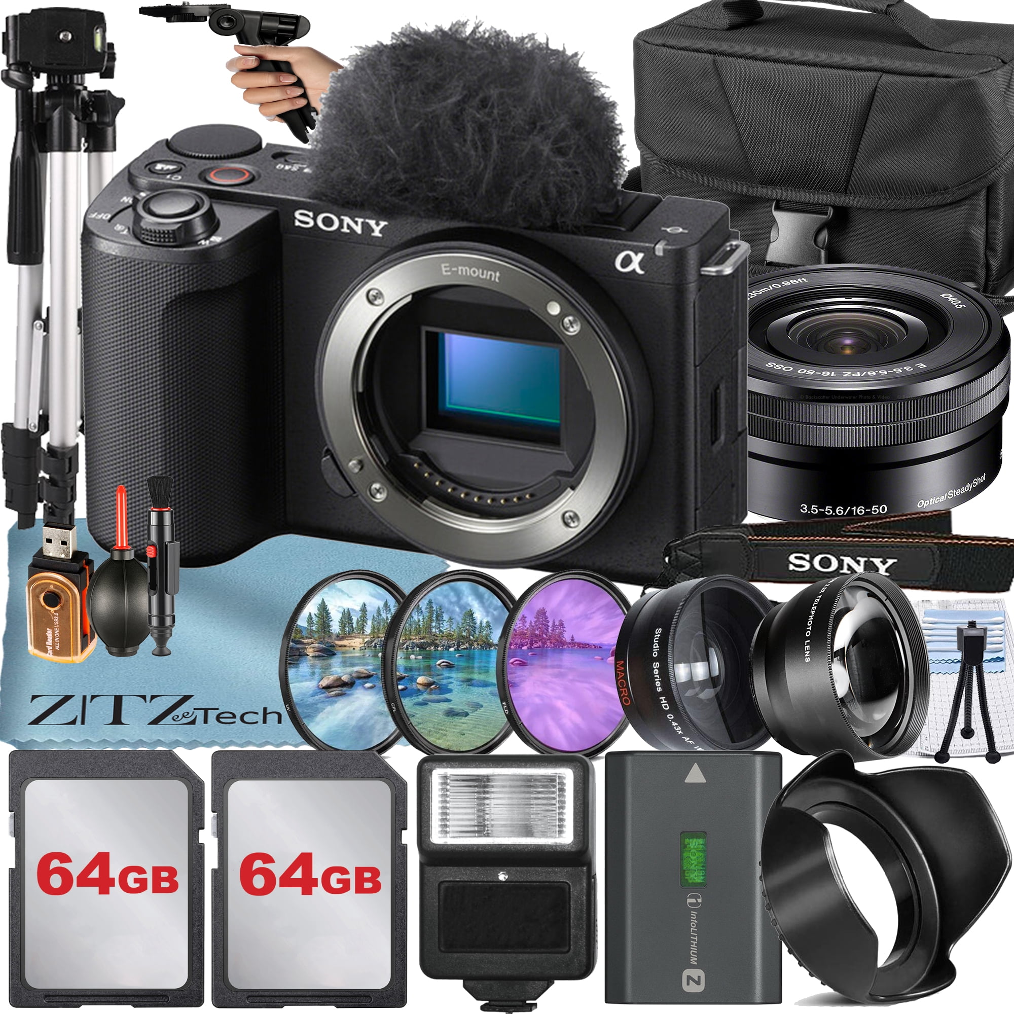 Sony ZV-E10 II Mirrorless Camera (Black) with 16-50mm Lens + 2