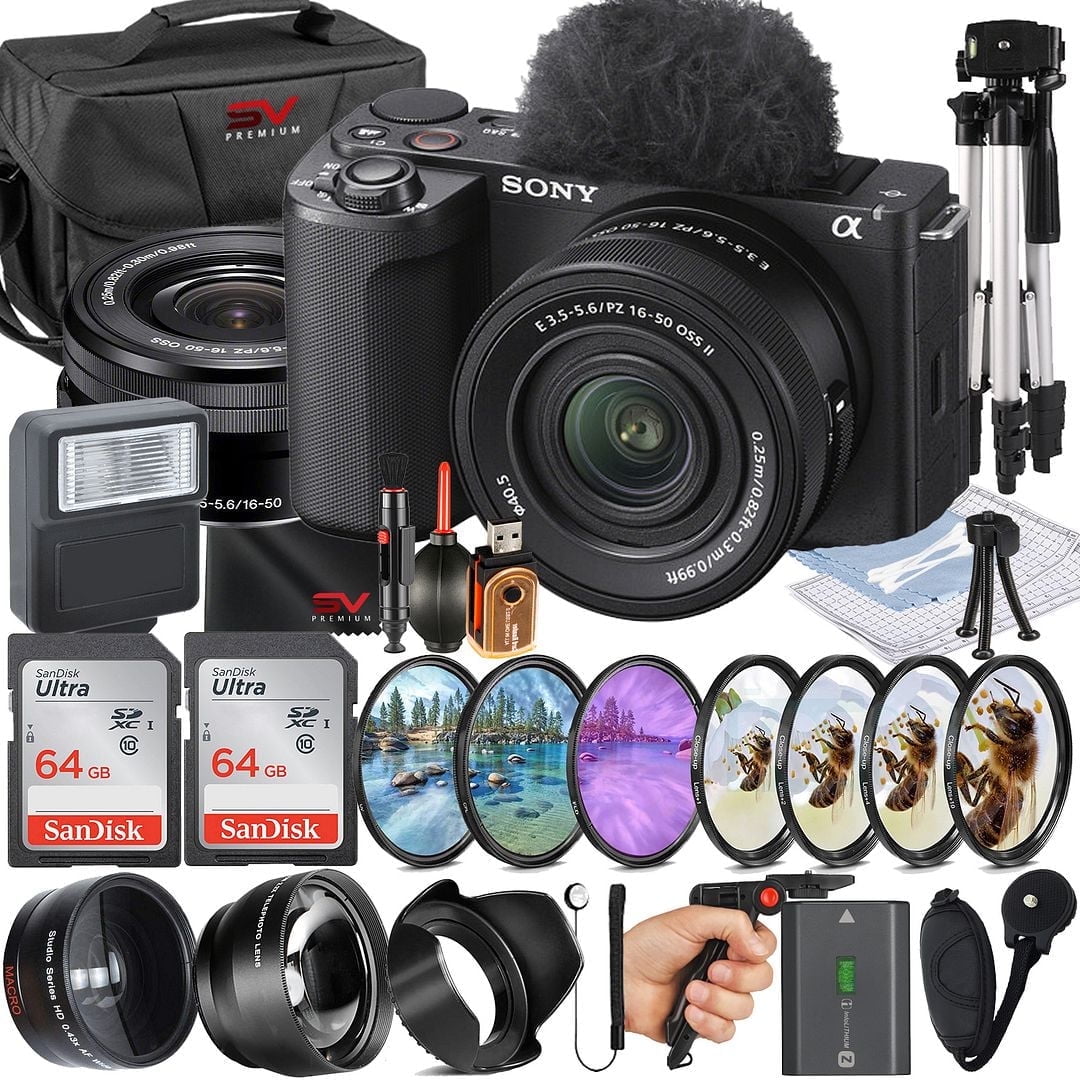 Sony ZV E10 II Mirrorless Camera Black With 16 50mm Lens SanDisk 