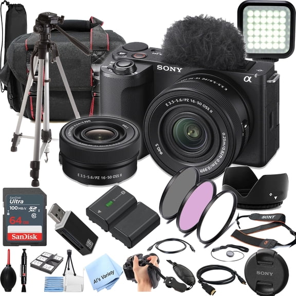 Sony ZV-E10 II Mirrorless Digital Camera with 5x Digital Zoom, 24.2 MP, Includes 16-50mm Lens, 64GB SD Card, Black, 1 (New)-(International Model)