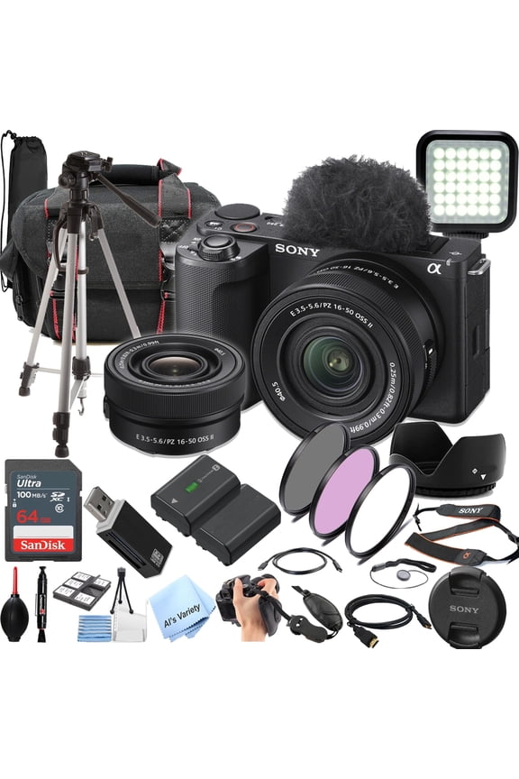 ZV-E10 II Mirrorless Digital Camera with 5x Digital Zoom, 24.2 MP, Includes 16-50mm Lens, 64GB SD Card, Black, 1 (New)-(International Model)