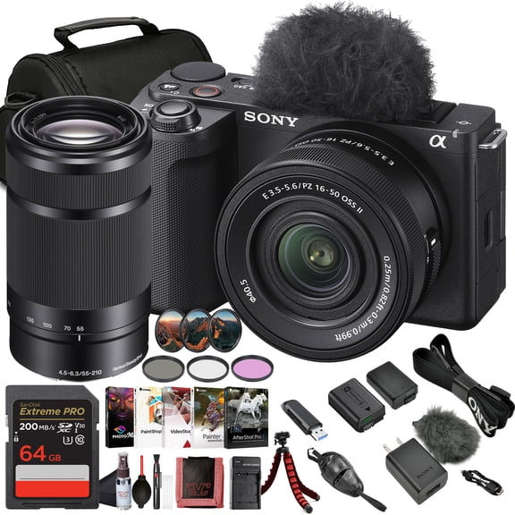 Sony ZV-E10 II Mirrorless Vlogging Camera Kit with 1650 mm OSS Lens 26 MP APS-C Sensor | Sony 18-105mm Lens, 64GB Memory Card, NP-FZ100 Battery and More