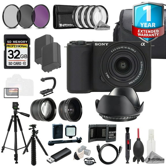 Sony ZV-E10 II with 16-50mm Lens (Black) +32GB +Ext Bat+1 Yr Warranty-MEGA Kit (International Version)