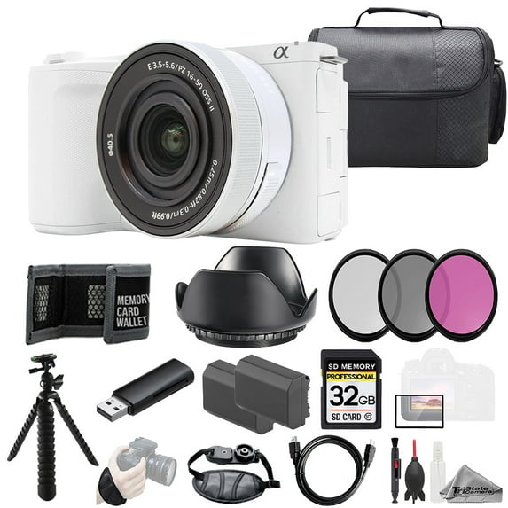Sony ZV-E10 II with 16-50mm Lens (White) +32GB + Ext Bat+ 3 PC Filter- Kit (International Version)