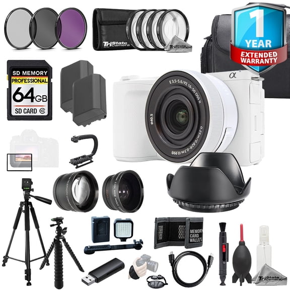 Sony ZV-E10 II with 16-50mm Lens (White) +64GB +Ext Bat+1 Yr Warranty-MEGA Kit