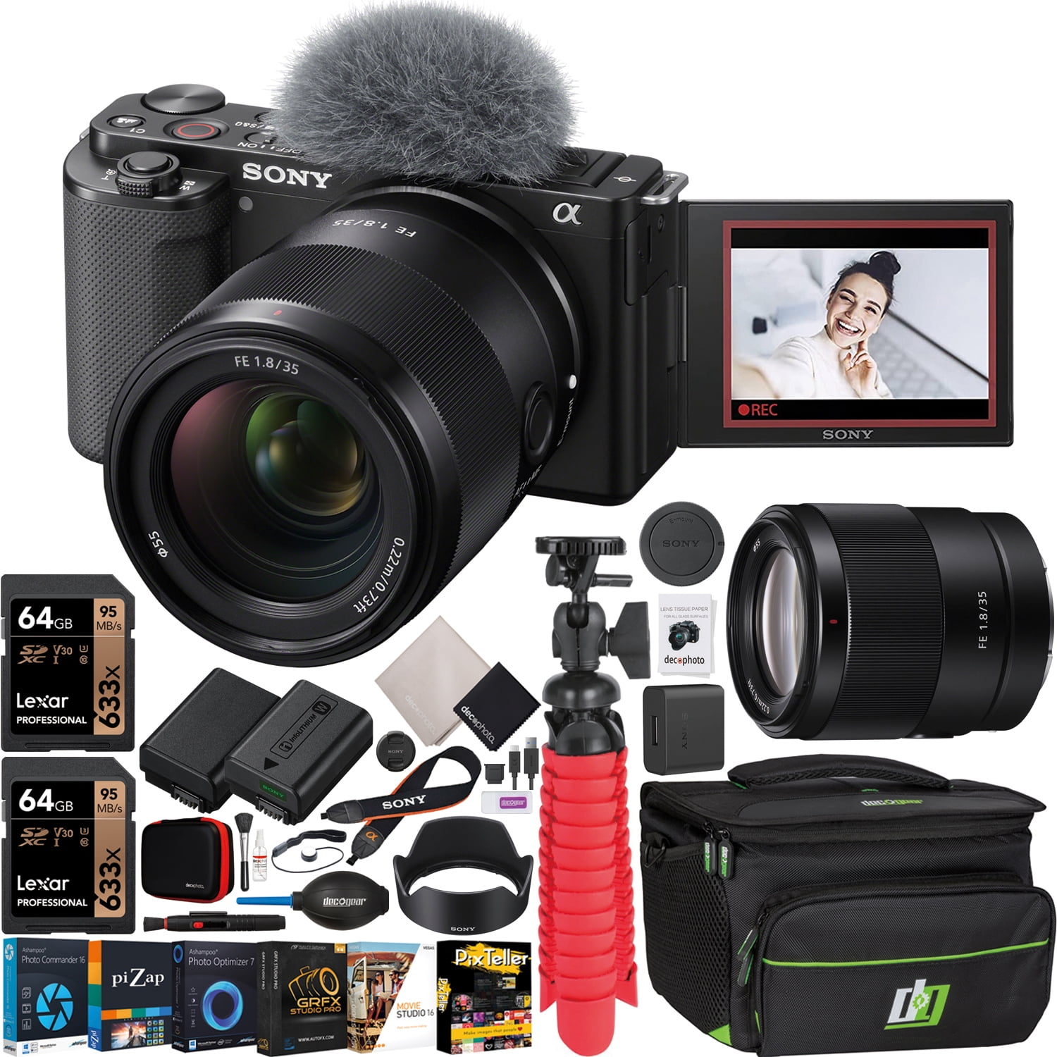 Sony ZV-E10 Mirrorless Alpha APS-C Vlog Camera Body and 35mm F1.8 