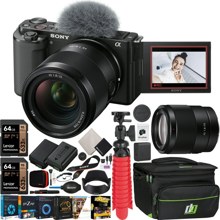 Sony ZV-E10 Mirrorless Alpha APS-C Vlog Camera Body and 35mm