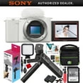 thumbnail image 1 of Sony ZV-E10 Mirrorless Alpha Interchangeable Lens Camera Body Vlogger Kit ILCZV-E10/W White Bundle with ACCVC1 including GP-VPT2BT Grip + Deco Gear Case + Extra Battery| Official Sony USA Dealer, 1 of 10